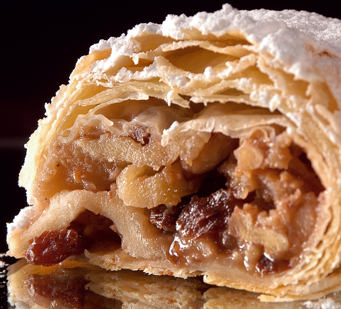 Apple strudel is a lesson in what a thin pastry can hold